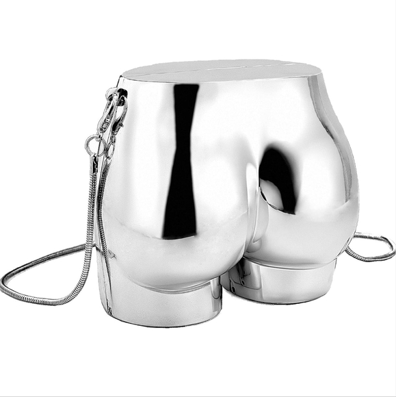 Caleesa Handbags - Silver Metallic Butt Purse New